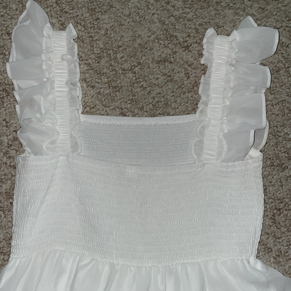 white square neck sleeveless ruffle mini dress - Picture 7 of 8
